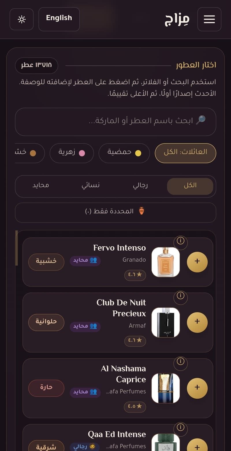 اختيار العطور في مِزاج